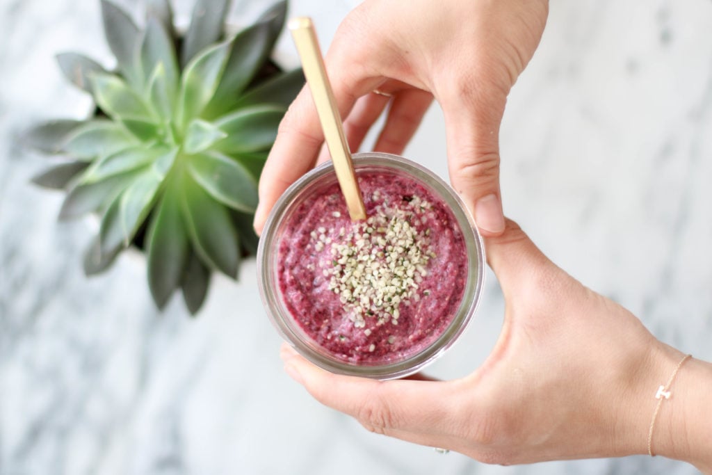 Red Dragon Chia Pudding Topped with Hemp Seeds