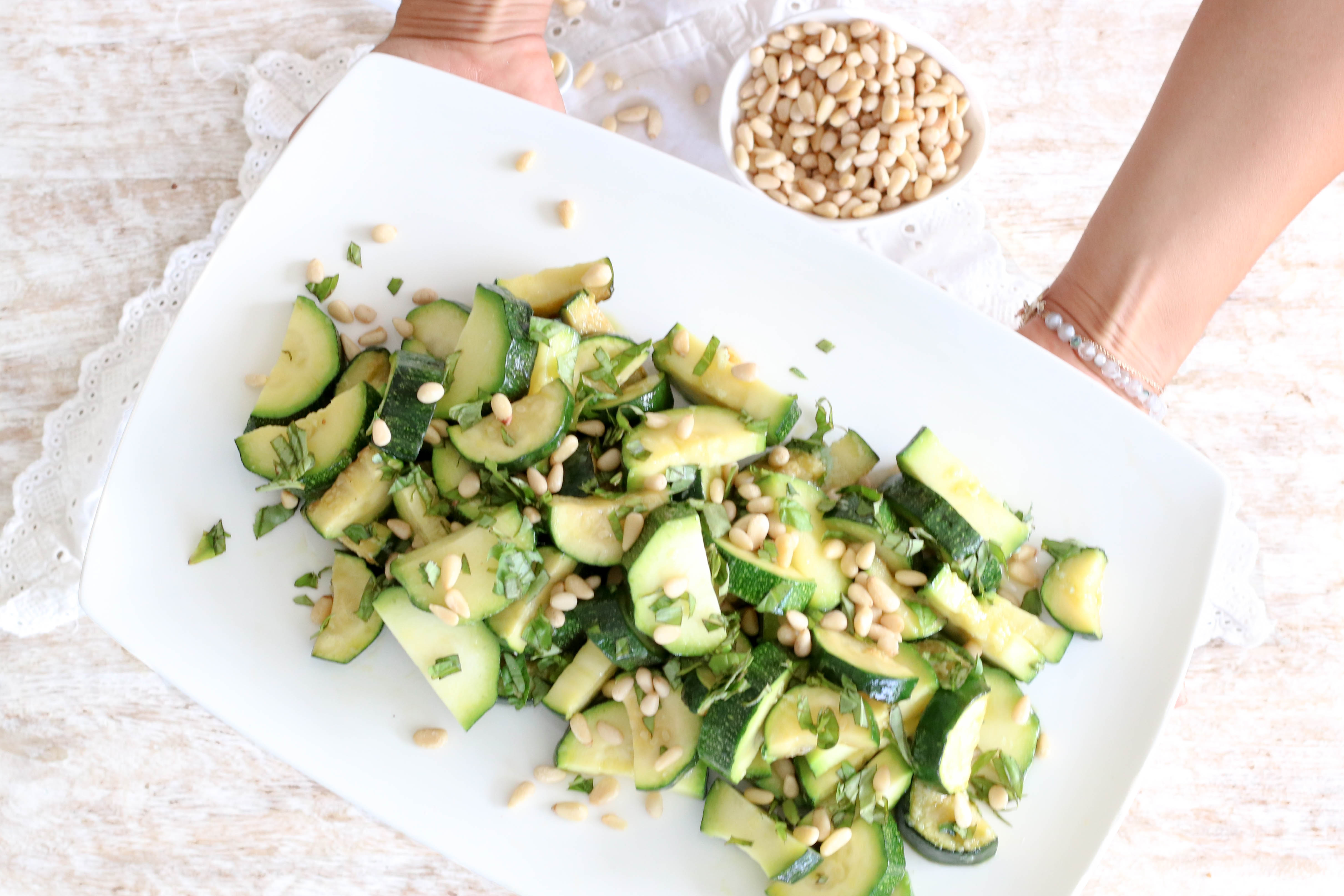 Sauteed Zucchini with Basil and Pine Nuts