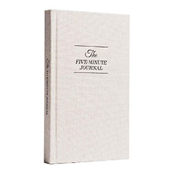 Five Minute Journal book on a white background