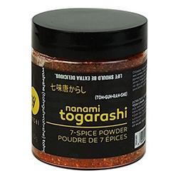 Togarashi dry chili blend seasoning product on a white background