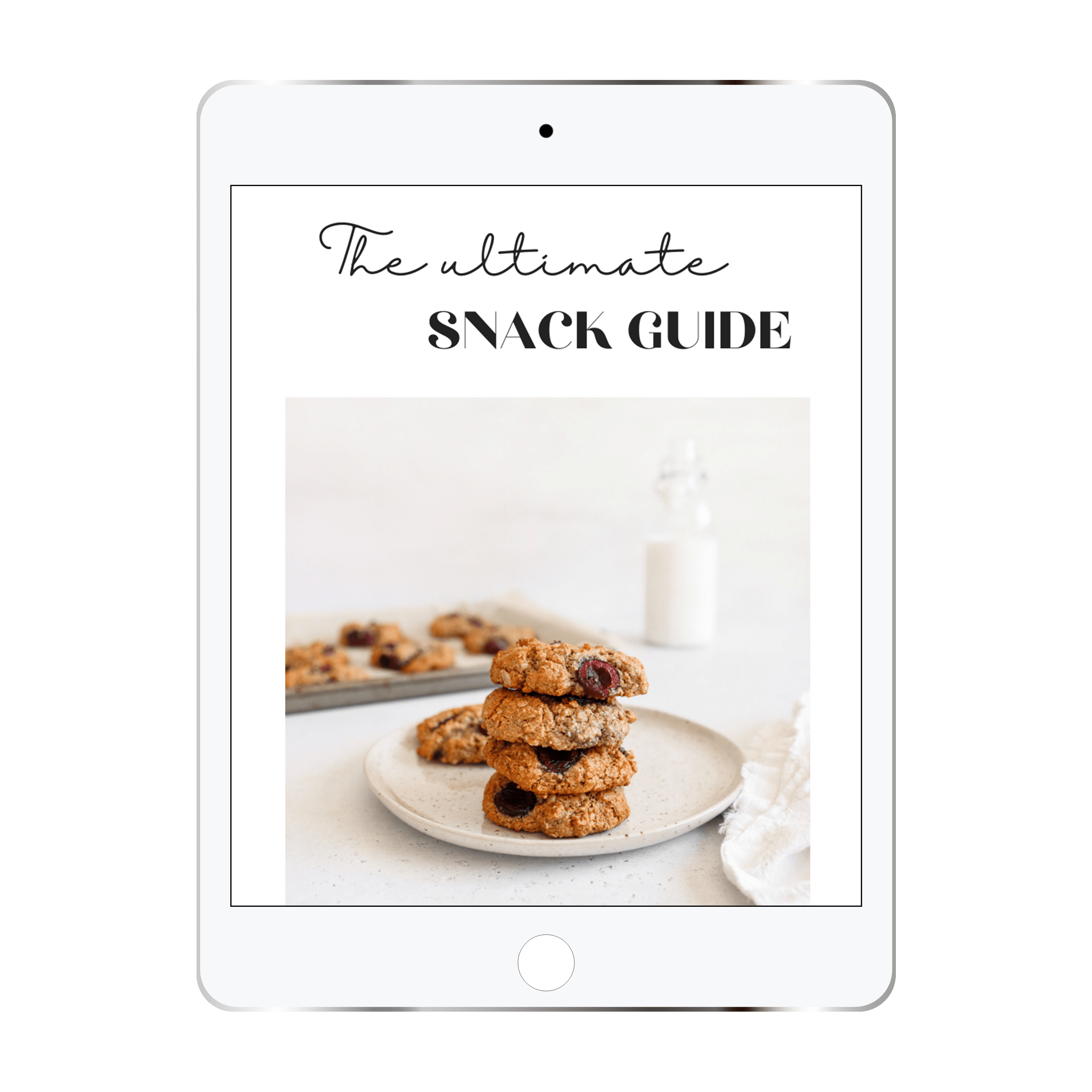 iPad showing snack guide for Dietitian Lindsay Pleskot's Make Food Feel Good online program