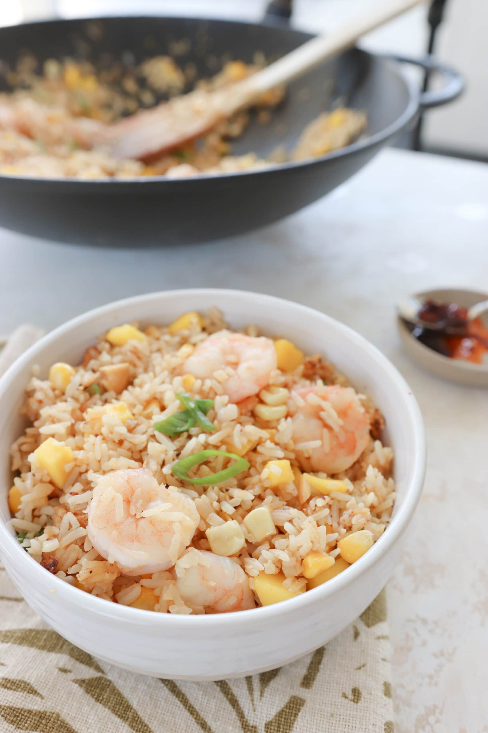 15 Minute Shrimp Cauliflower Fried Rice with Mango Lindsay Pleskot, RD