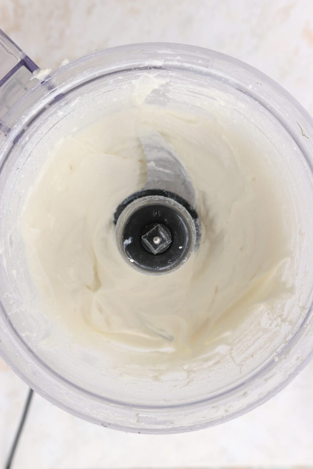 Greek yogurt and feta cheese blended in a blender