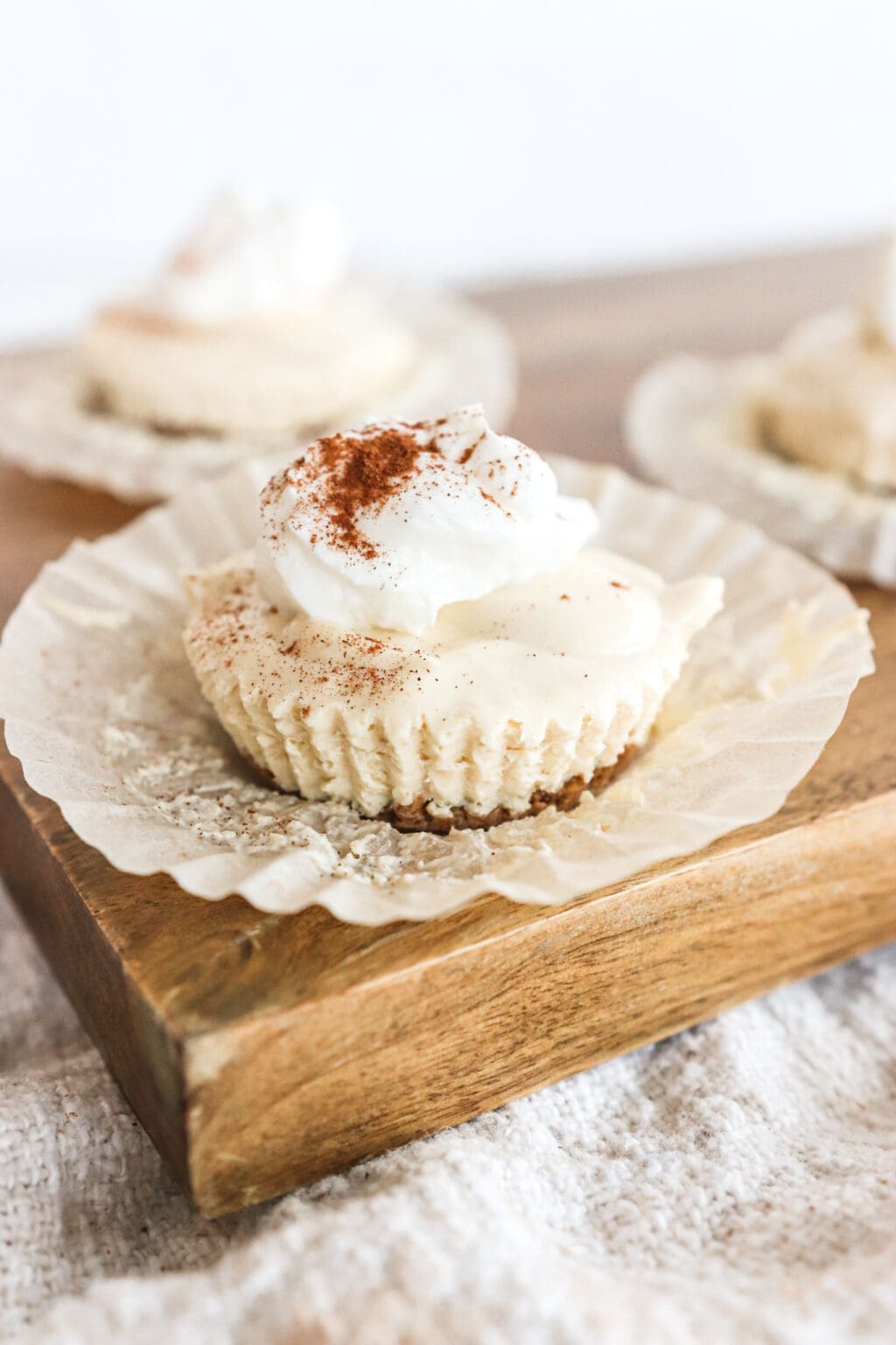 4 Ingredient Tofu Eggnog Mini Creamy Cheesecake