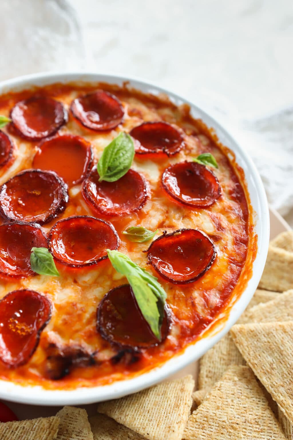 Quick Baked Cottage Cheese Pizza Bowl Dip Lindsay Pleskot, RD