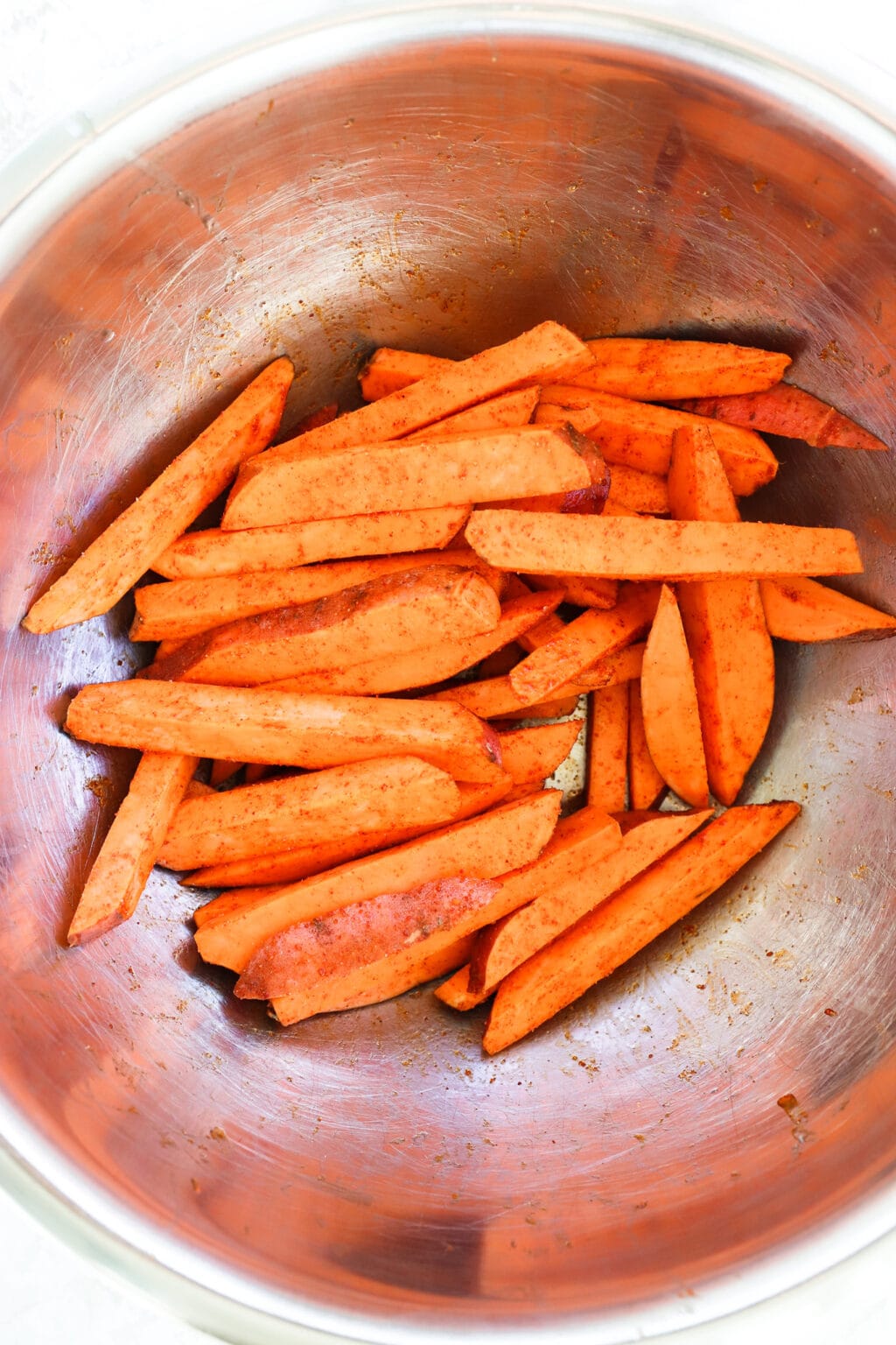 4 Ingredient Crispy Air Fryer Sweet Potato Wedges in a bowl
