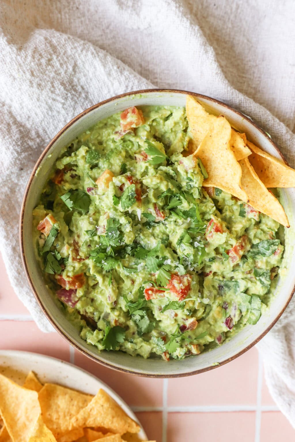 5 Minute Guacamole Dip in a white bowl