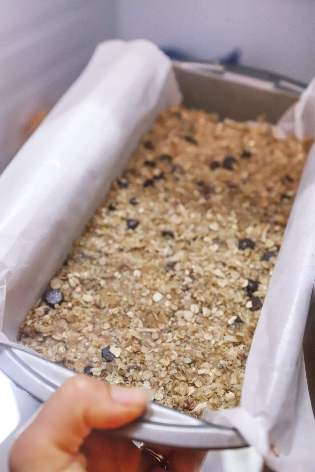 Better Than Store Bought Heavenly Hunks prepped in a pan with parchment paper