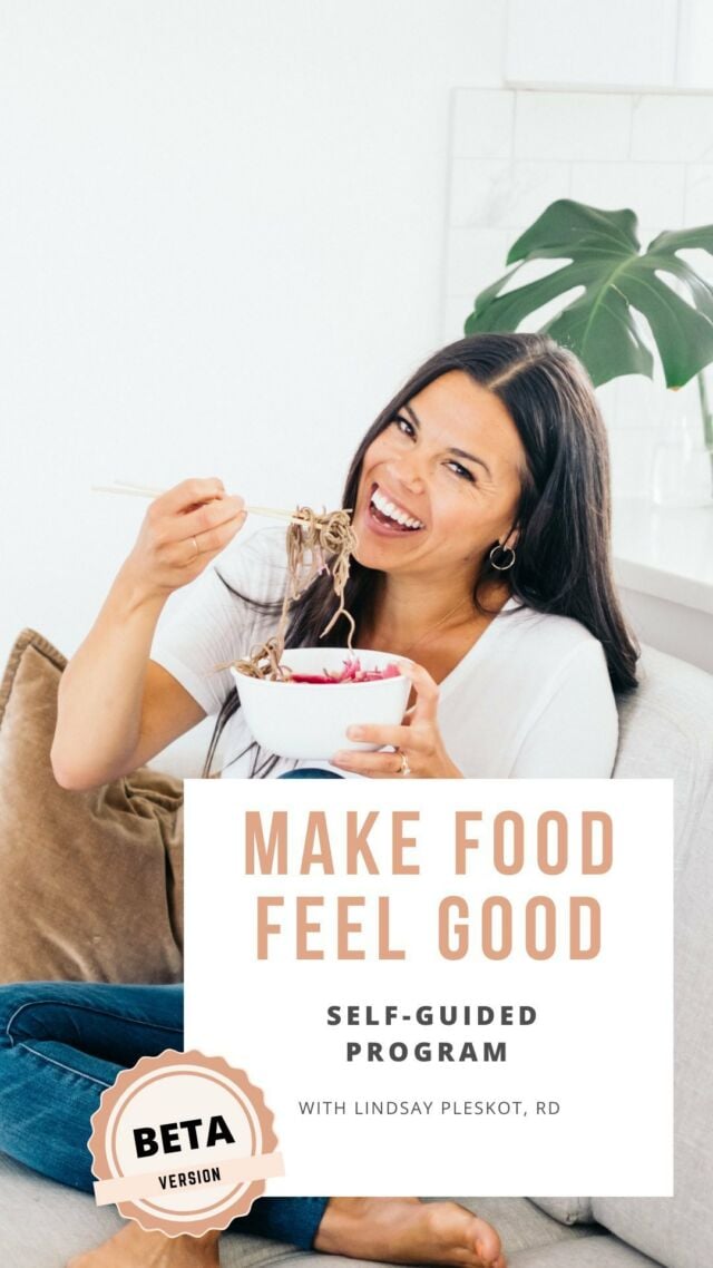 We’ve got some exciting news for you! Just in time for the New Year!

Our mission at Make Food Feel Good is to give as many people as possible the peace and freedom that comes with a good relationship with food and the ability to understand their unique nutrition needs to feel their absolute best - without stress or guilt.

Before I went on mat leave I had a ton of brainstorming sessions with the team, and we came up with a big idea… What if we made Make Food Feel Good accessible to anyone, any time? What if people were choosing MFFG over diets like keto or intermittent fasting?!

Imagine the difference we could make! 

INTRODUCING MAKE FOOD FEEL GOOD SELF-GUIDED [BETA]

If you are ready to finally do it differently, break free of the food guilt and the diet cycle and learn to feel confident in your everyday eating, this program was made for you!

Make Food Feel Good is about empowering you with the tools and knowledge to feel confident in your every day eating and let go of the food guilt and overthinking once and for all.

What can you expect?

🍋Freedom in your eating where all foods are on the table, on your terms!

🍋Learn to understand and trust your body

🍋Get clarity on what you actually need to know about nutrition so you can feel confident in your choices

🍋 Learn to master meal prep and meal planning to take the stress out of the kitchen and free up hours of your time every week (4 week meal plan included!)

🍋 Learn how to adopt mindful and Intuitive Eating at your own pace for a lifelong feel good relationship with food - no matter what comes your way.

And so much more! If you feel like you’ve been stuck in the same cycle and you’re ready to make a permanent change, let’s do this!

We are looking for BETA testers to go through a new format of the Make Food Feel Good Program (at a very discounted price!) and give us some honest feedback on the program to make it the best we possibly can. If you’re ready to transform your relationship with food, then you won’t want to miss this amazing opportunity!

🎉The doors are officially open until Jan. 14! 🎉

🔗Apply at the link in bio or lindsaypleskot.com/make-food-feel-good-program